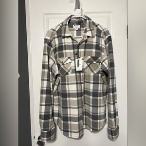 Sperry NWT Gray and White Plaid Casual Shirt